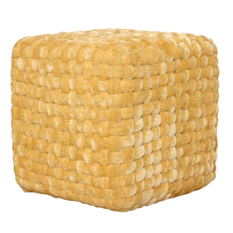 Tripolia 40cm Wide Square Solid Colour Cube Ottoman, Gold