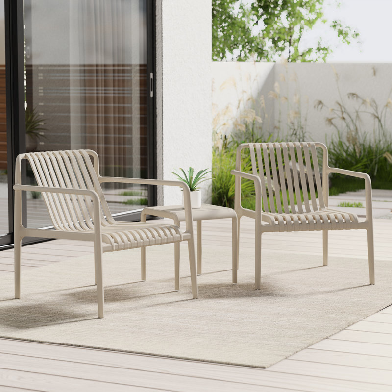 Fauteuil club de patio empilable (ensemble de 2), Beige