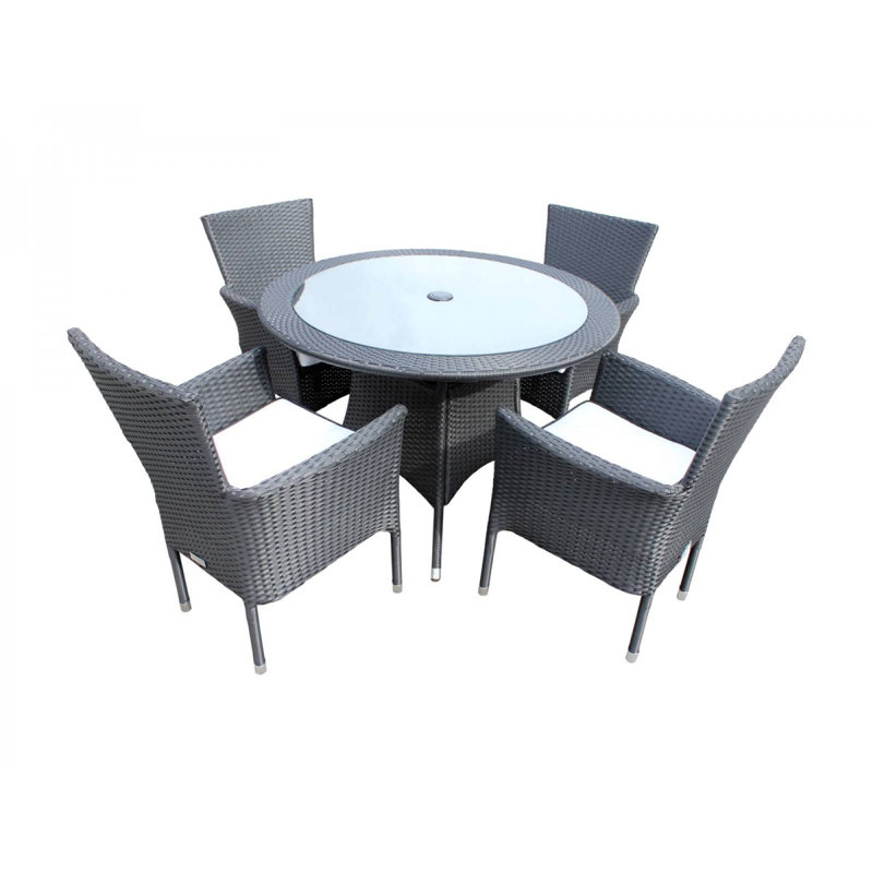 Copenhaver 4 - Person Patio Dining Set with Round Table , Cushions Included, Black