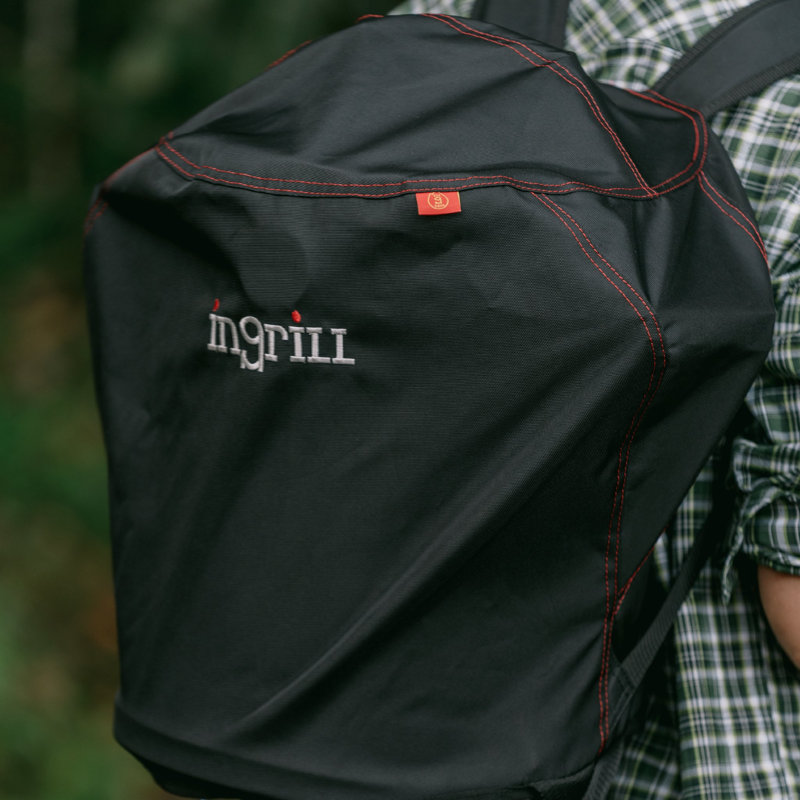 InGrill Weather-Resistant Waterproof Canvas Cover Backpack – Protective Carrying Bag for Mini Barrel Grill, Heavy-Duty Black Canvas Outdoor Cover with Shoulder Straps