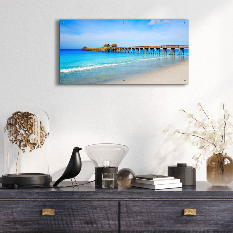 «Naples Florida Pier» par Epic Portfolio, art mural en verre acrylique, H 24 po x l 48 po x P 0,2 po