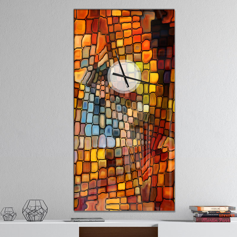 Dreaming of Stained Glass - Modern wall clock, 48" H x 24" W x 1" D