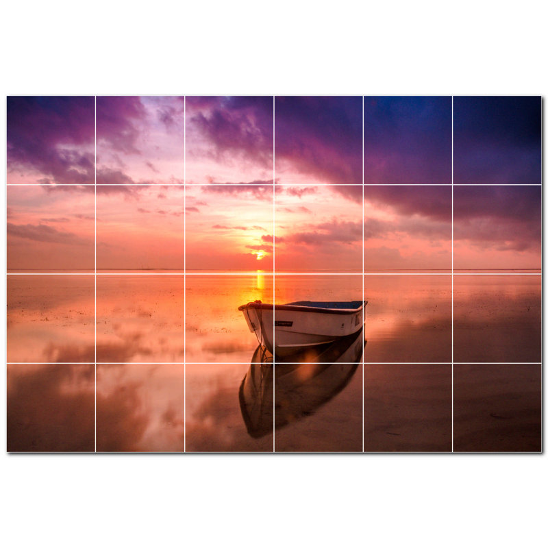 Murale décorative en céramique 4,25 po x 4,25 po Sunset