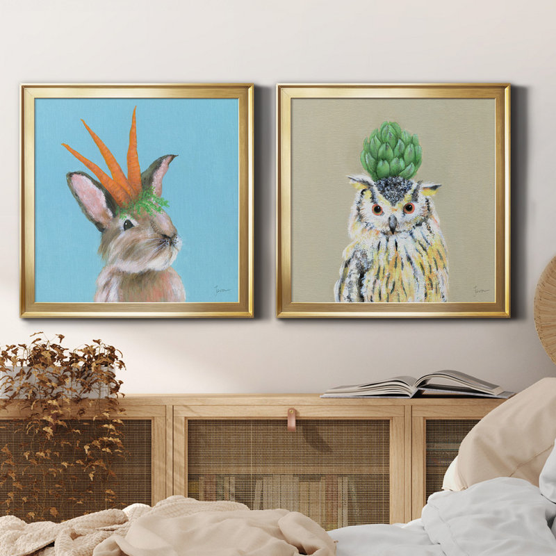 «Playful Nature», ensemble de 2 reproductions sur toiles encadrées, H 26,5 po x l 53 po x P 1,5 po, Or