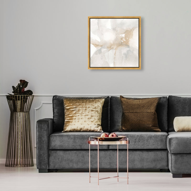 Neutral Flow II Canvas Abstract Print by Oliver Gal, Black Frame, 12 x 12, 17"H x 17"W, Gold Frame