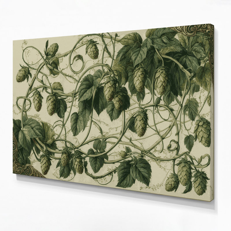 «Botanical Hops», art mural sur toile beige, H 12 po x l 18 po