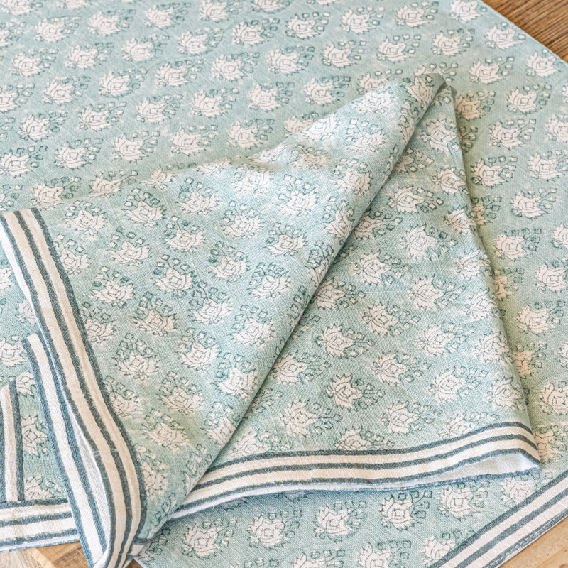 Ensemble de 4 napperons bloqués à la main, Feuille bleue