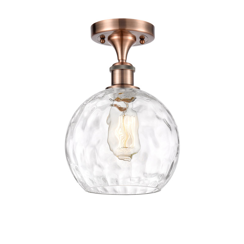 Plafonnier semi-encastré 1 lumière 8 po Cindi, DEL, H 13 po x l 8 po x P 8 po, Cuivre antique