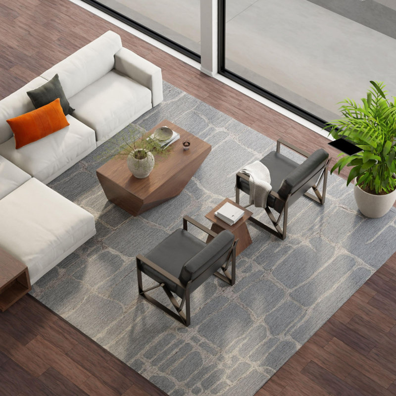 Tapis 100% laine touffeté à la main, Rectangle 5 pi x 7 pi 6 po