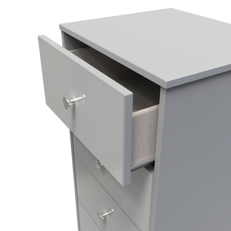 Fully Assembled Lokshin 5 - Drawer Chest of Drawers, Uniform Grey Gloss/Dusk Grey