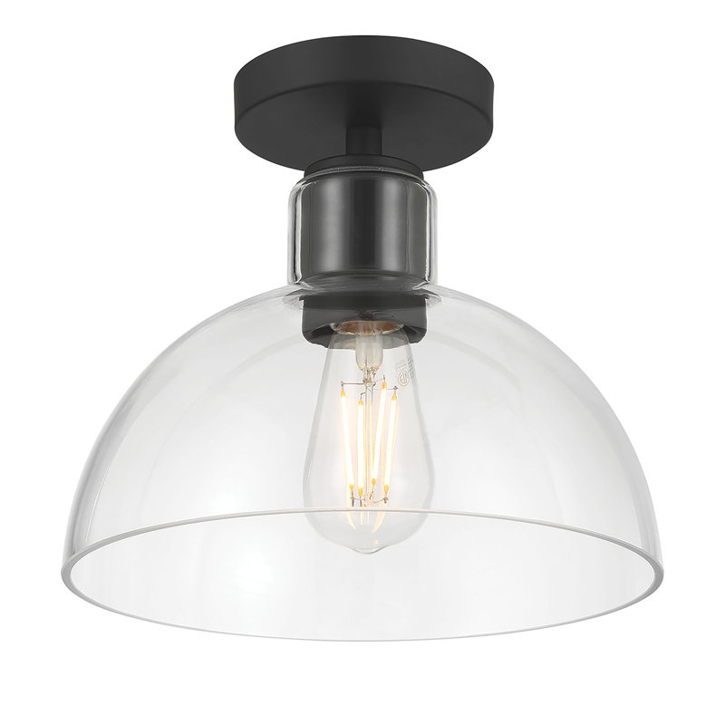Knightsdale 10" Wide 1-Light Semi-Flush Mount, Matte Black