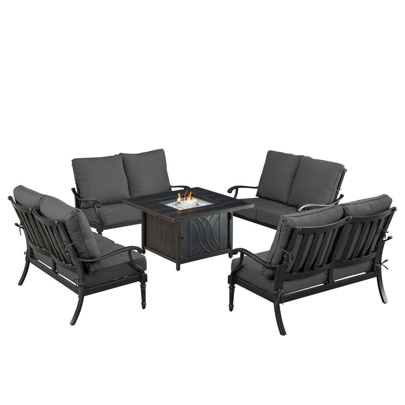 Paili Outdoor 5 - Piece Conversation Set, Black