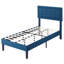Structure de lit simple Kempst, cadre de lit plateforme simple rembourré avec tête de lit capitonnée réglable en hauteur, sommier robuste avec lattes en bois, aucun sommier requis, rangement sous le lit-62437391-63251632