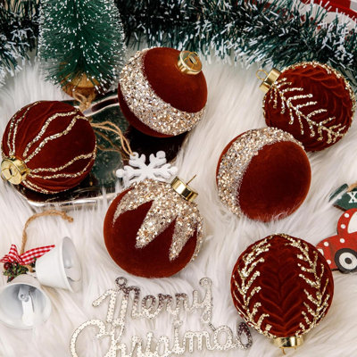12PCS Burgundy Christmas Balls Ornaments - Christmas Tree Decoration Four Styles Of 80Mm Shatterproof Christmas Ball Decorations - Suitable For Christmas, Parties
