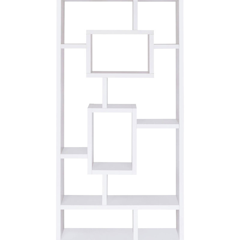 Bibliothèque géométrique blanche à 10 tablettes pour l'organisation moderne de la maison
