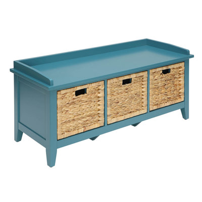 Teal Wood Bedroom Bench With Drawer Storage - Versatile & Functional Space Saving Attractive