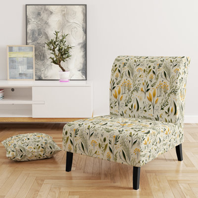 Rustic Victorian Brocade Victorian Pattern - Upholstered Floral Accent Chair Cottage Side Chair