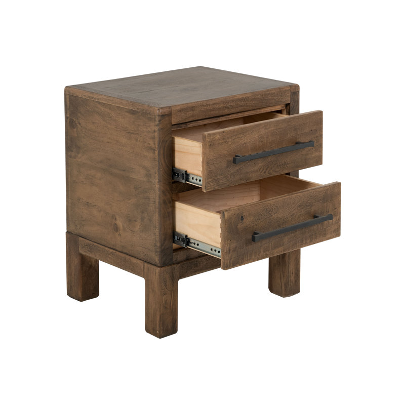 2 tiroirs, table de chevet, Brun
