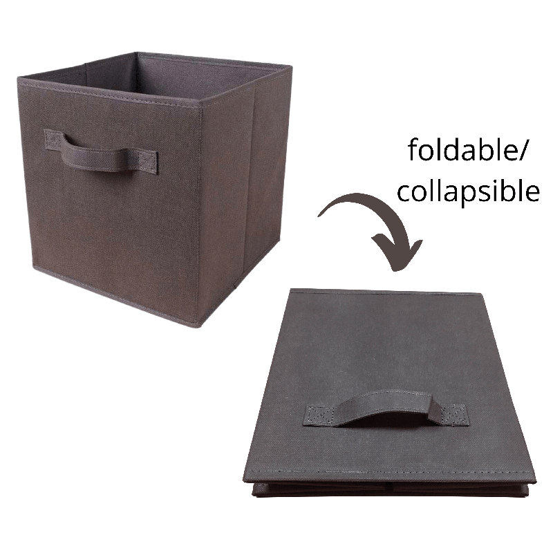 Cube ou bac en tissu pliable, Gris foncé