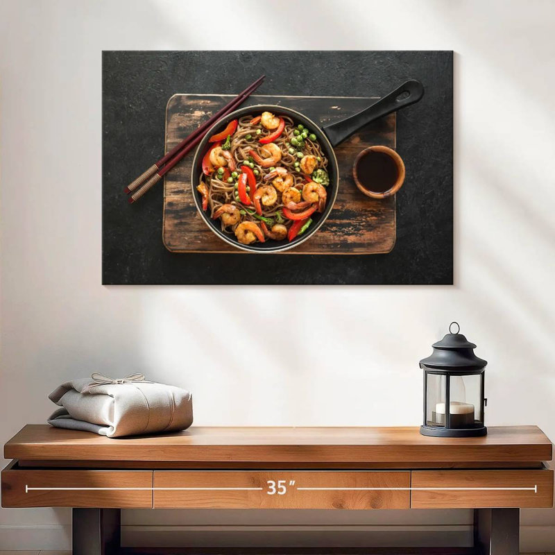 Sauté de crevettes et de nouilles Soba, H 16 po x l 24 po