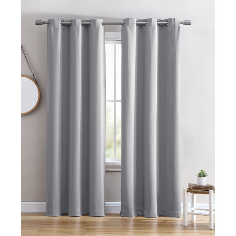  Panneau de rideau simple 1 pièce uni avec œillets, Gris, L 38 po x L 95 po