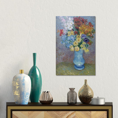 Fleurs dans un vase bleu, C.1887 - reproduction d'art mural