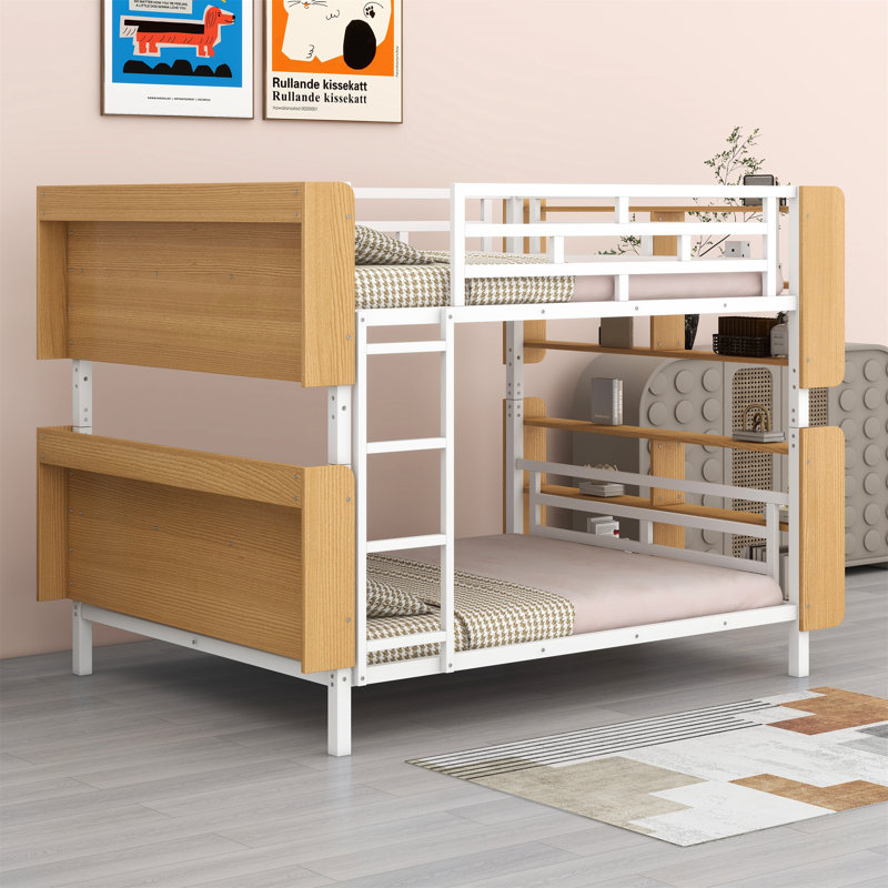 Separable Bunk Bed With Bookcase, Full Over Full, White