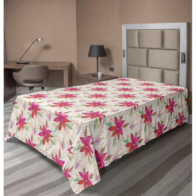 Drap plat à motif floral bohème Ambesonne
