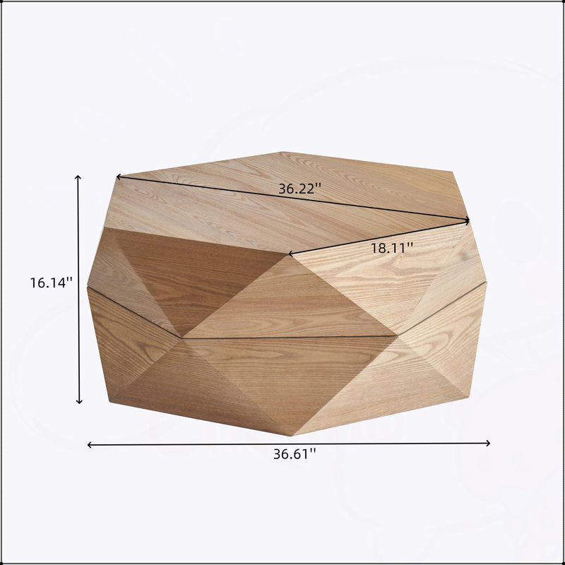 Table basse 36,61 po à dessus rabattable avec rangement caché et placage de bois massif pour la vie moderne, Naturel