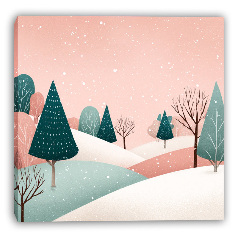 «Blush Winter Hills», art mural toile tendue, H 12 po x l 12 po