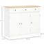 Buffet avec 3 tiroirs, portes et tablette réglable, comptoir en bois massif pour maison pratique, portes blanches modernes, tablette de cuisine,