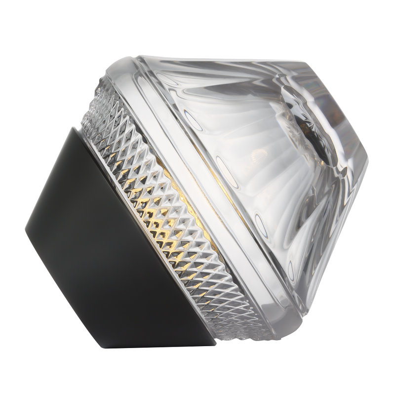 Waterford Copper Coast 5" Rechargeable Accent Lamp with Clear Crystal, Black