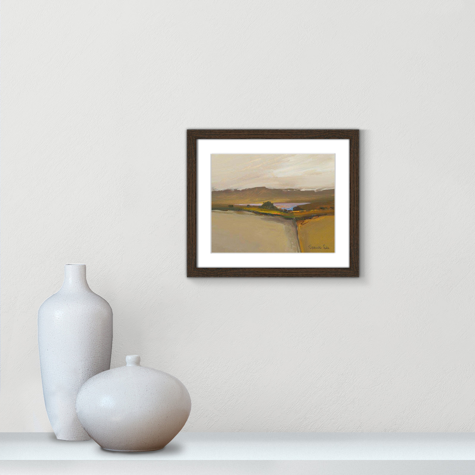 Heaven and Earth IV Print, 13" H x 15" W x 0.75" D, Walnut Framed