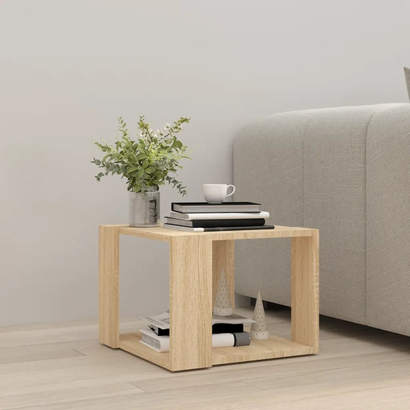 Table basse avec étagère en bois manufacturé avec rangement, Chêne