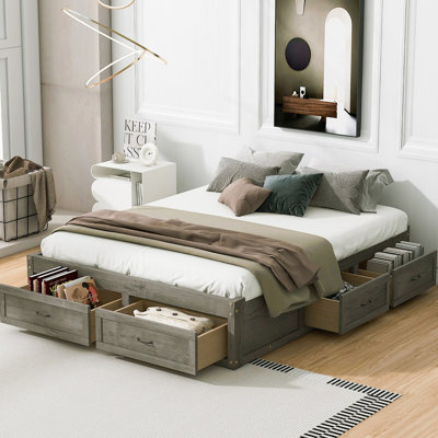 Platform Bed With 6 Storage Drawers