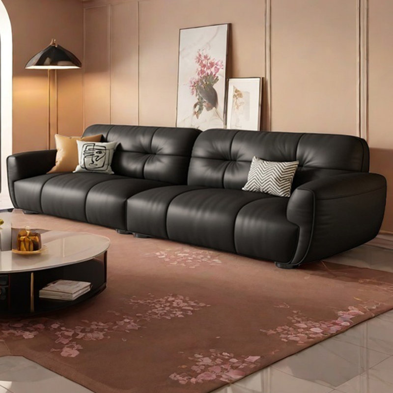 Canapé simple, simple, droit, noir, rétro, H 32,28 po x l 98,42 po x P 37,4 po