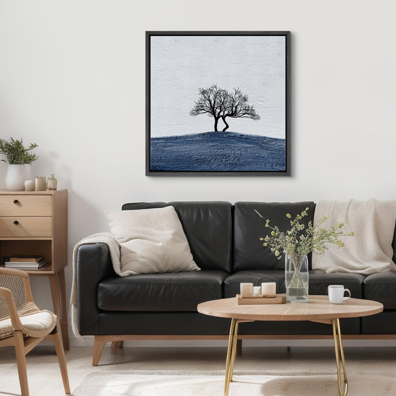 Arbre dans un champ bleu, reproduction sur toile, Noir, H 16 po x l 16 po
