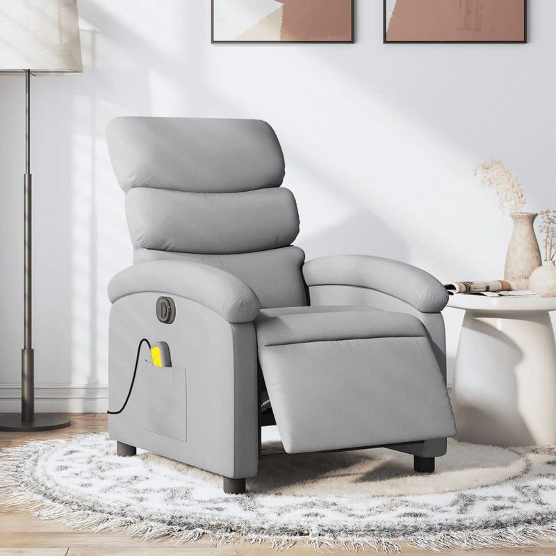 Fauteuil de massage inclinable électrique, Tissu gris pâle
