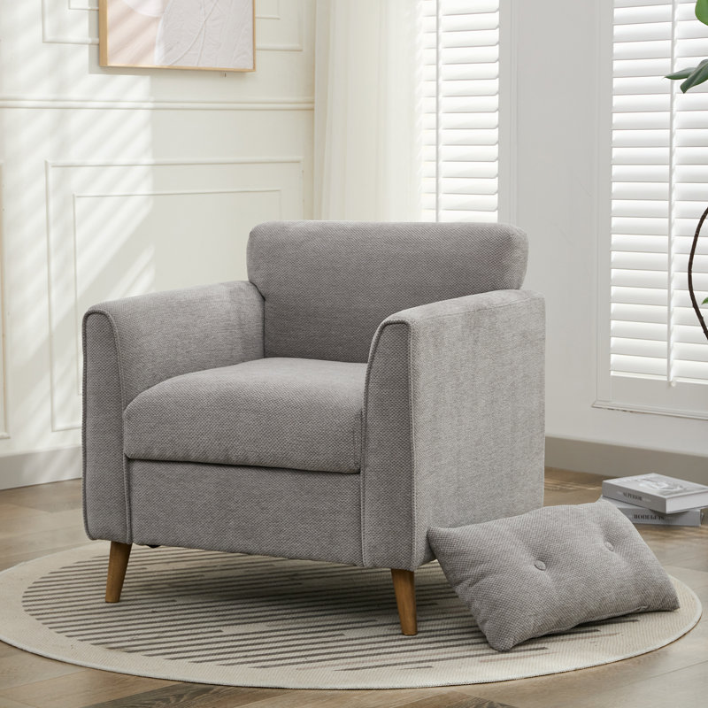 Chaise d'appoint rembourrée avec coussin Carlaya, Gris