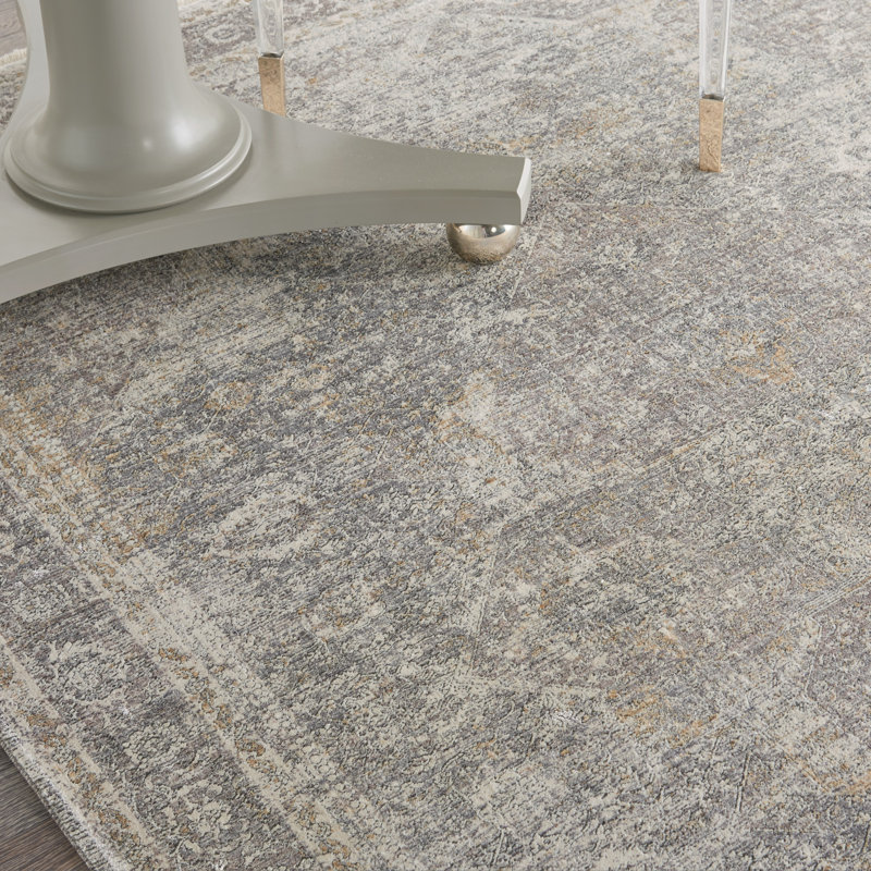 Tapis oriental argenté / crème Turaab, Rectangle 5 pi 3 po x 7 pi 3 po