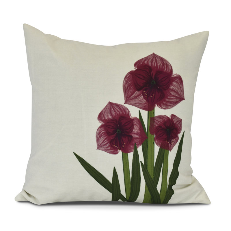 Housse de coussin carrée Amaryllis, Rouge, H 20 po x l 20 po