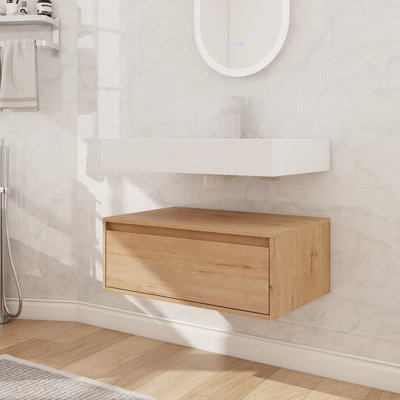 Ensemble de meuble-lavabo mural simple 30 po, meuble-lavabo flottant avec plateau de lavabo en résine, 1 tiroir