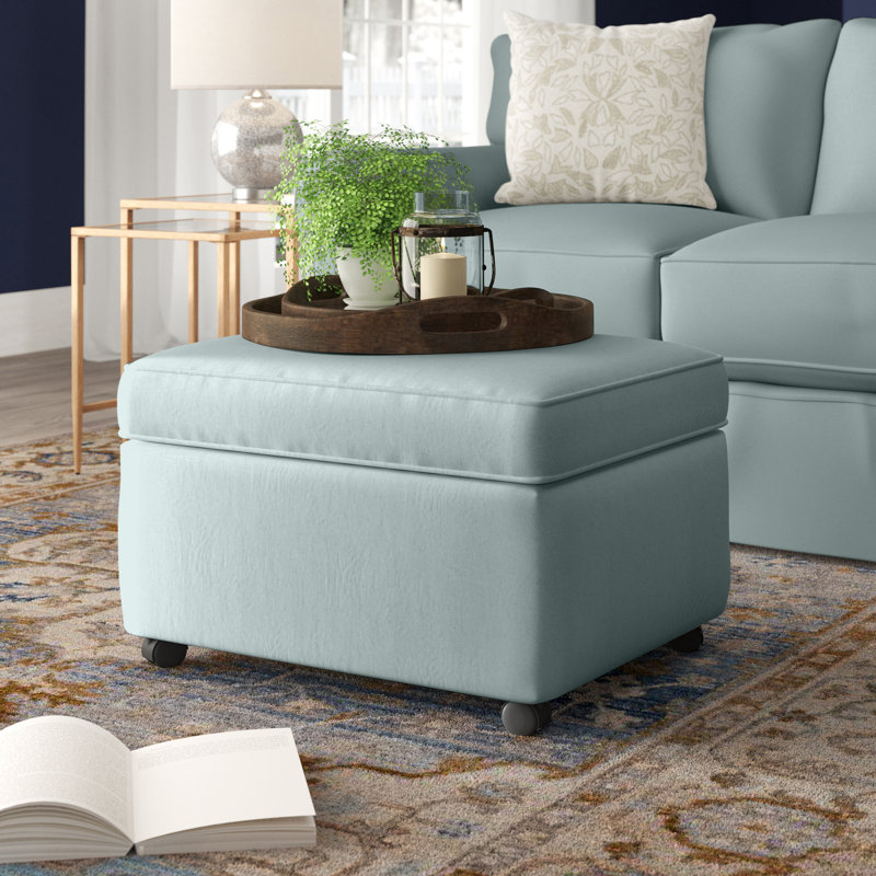 Rika Upholstered Ottoman, Canvas Spa Sunbrella® Canvas