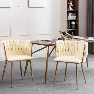 Chaise de salle à manger en velours avec structure moderne en métal doré, 2 chaises rembourrées de mousse, P 21,64 po, l 18,74 po, H 28,64 po de hauteur, largeur, profondeur, rembourrage