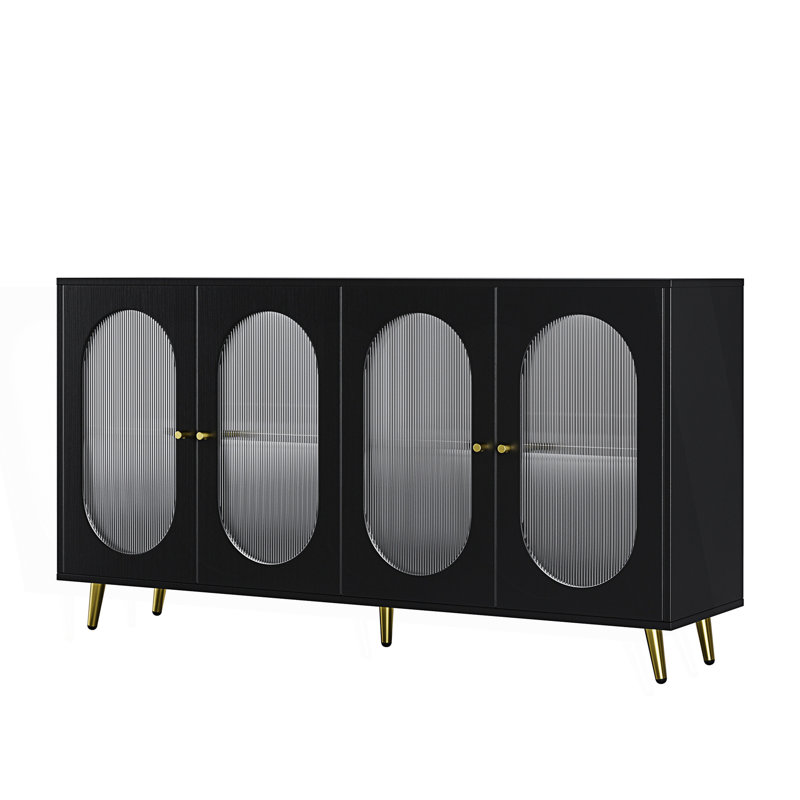 Armoire de rangement à 4 portes, Noir, noir, noir, noir