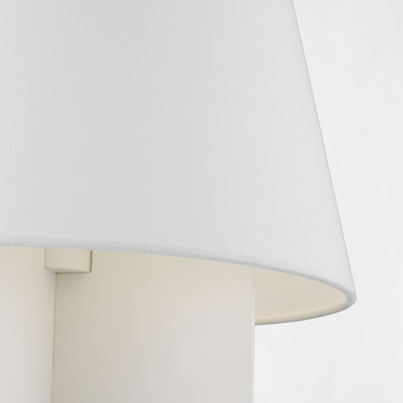 Kelly Wearstler Blocco 1 Light Bedroom Home Office Living Room Lamp With White Linen Shade, White, Clear