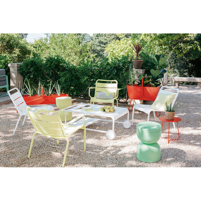 Cocotte Outdoor Round Side Table, Acapulco Blue, 14" H x 13.5" L x 13.5" W
