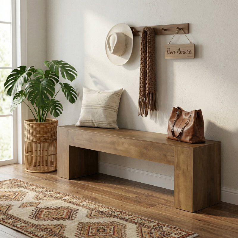 70.87" Long Entryway Bench, Brown