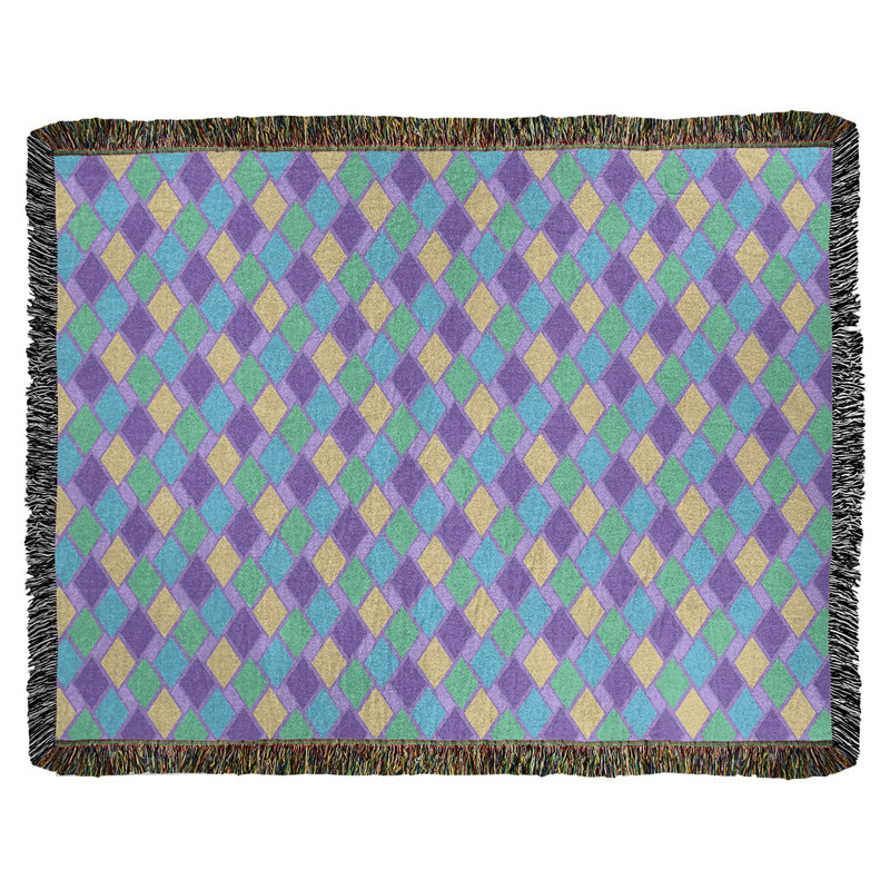 Couverture en coton Katelyn Elizabeth, l 37 po x L 52 po, Mauve / Jaune