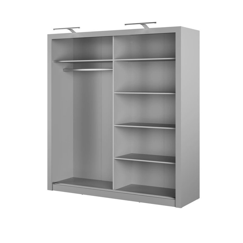 Benkley 2 Door Manufactured Wood Wardrobe, Matte Grey